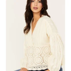 Miss Me Women's Crochet Long Sleeve Top