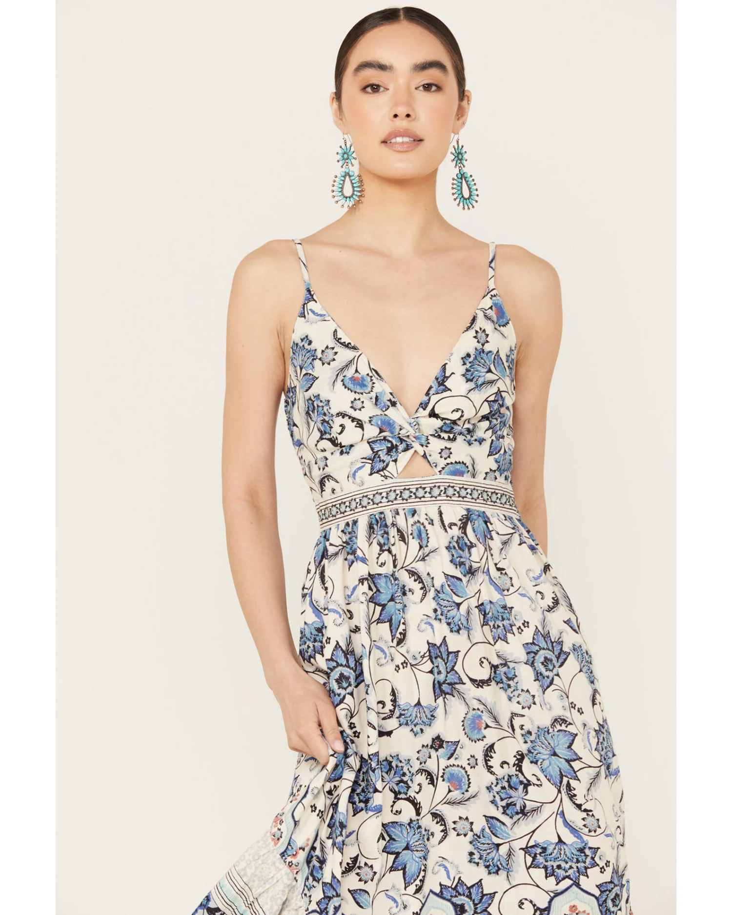 Angie Women's Knot Front Border Maxi Dress 2 Angie Women's Knot Front Border Maxi Dress - Image 2