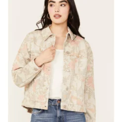 Free People Women's Floral Printed Denim Jacket