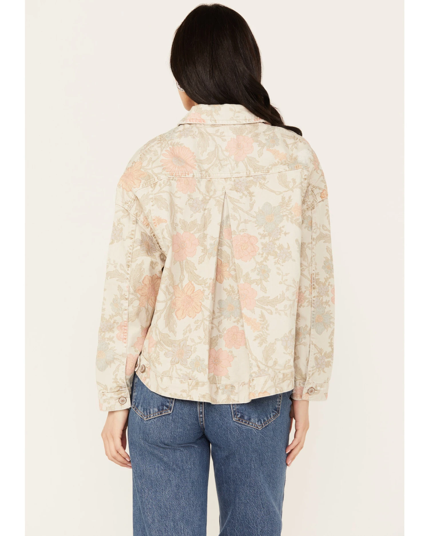 Free People Women's Floral Printed Denim Jacket 4 Free People Women's Floral Printed Denim Jacket - Image 4