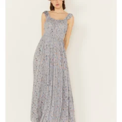 Rock & Roll Denim Women's Floral Tiered Sleeveless Maxi Dress