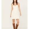 Molly Bracken Women's Lace Button Down Sleeveless Mini Dress