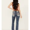 Miss Me Women's Dark Wash Mid Rise Double Horseshoe Stretch Bootcut Jeans