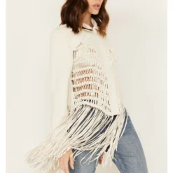 Wonderwest Women's Macrame Back Long Sleeve Snap Shirt