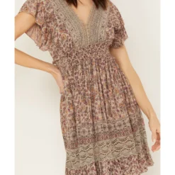 Angie Women's Flutter Sleeve Macrame Insert Floral Print Dress 6 Angie Women's Flutter Sleeve Macrame Insert Floral Print Dress -Default Template 4 2000391052 220 P3