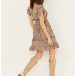 Angie Women's Flutter Sleeve Macrame Insert Floral Print Dress 7 Angie Women's Flutter Sleeve Macrame Insert Floral Print Dress -Default Template 4 2000391052 220 P4