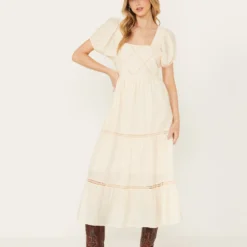 Band Of The Free Women's Crochet Trim Front Maxi Dress