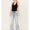Driftwood Women's Light Wash High Rise Falling Sunflower Flare Jeans