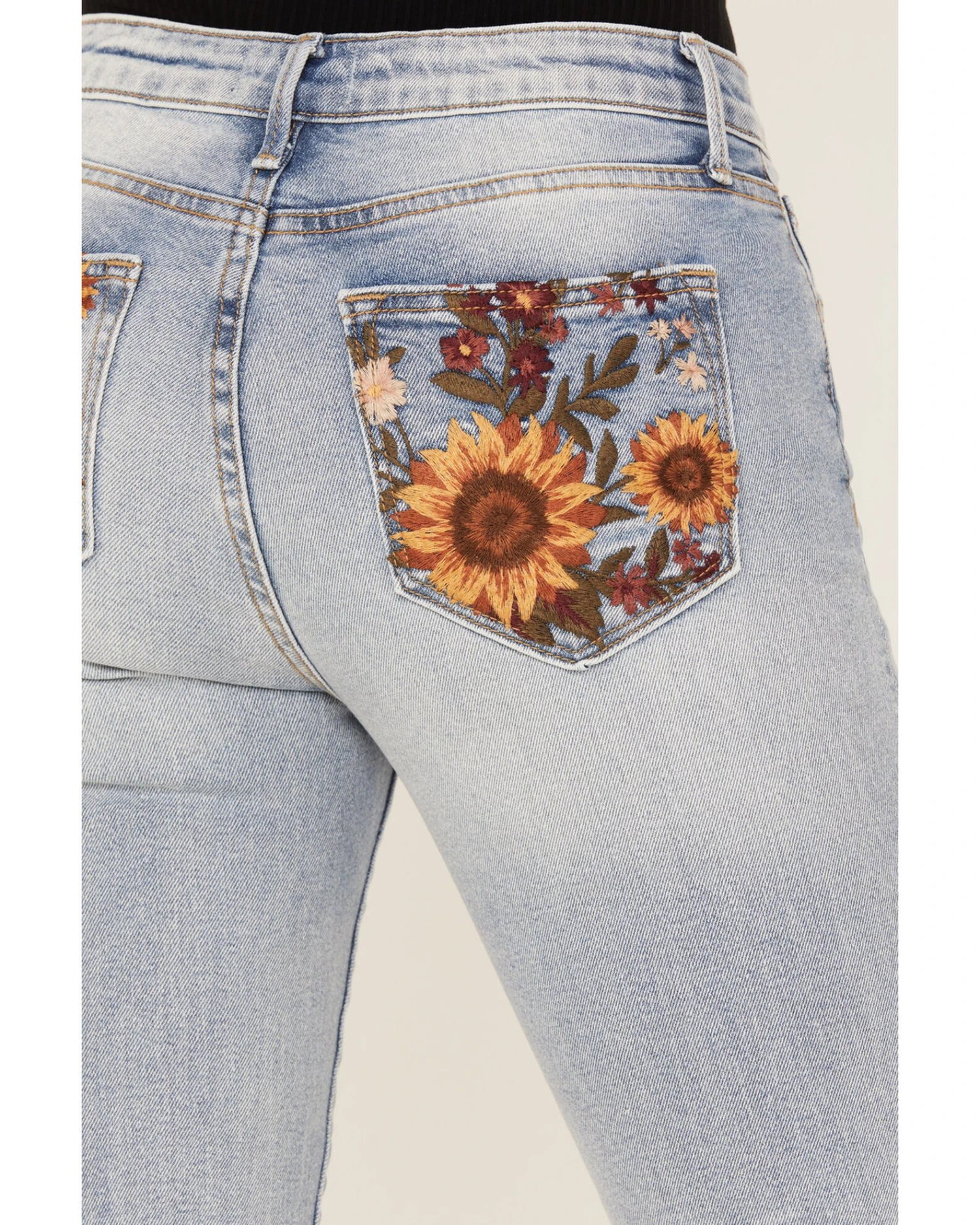 Driftwood Women's Light Wash High Rise Falling Sunflower Flare Jeans 4 Driftwood Women's Light Wash High Rise Falling Sunflower Flare Jeans - Image 4