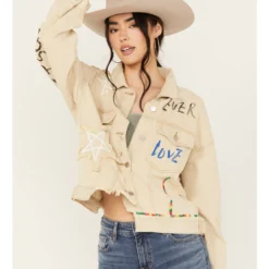 POL Women's Drawing Embellished Jacket