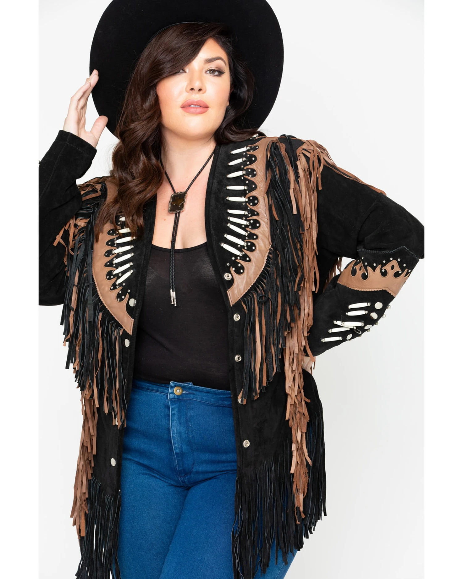 Liberty Wear Black Fringe Leather Jacket - Plus 1 Liberty Wear Black Fringe Leather Jacket - Plus
