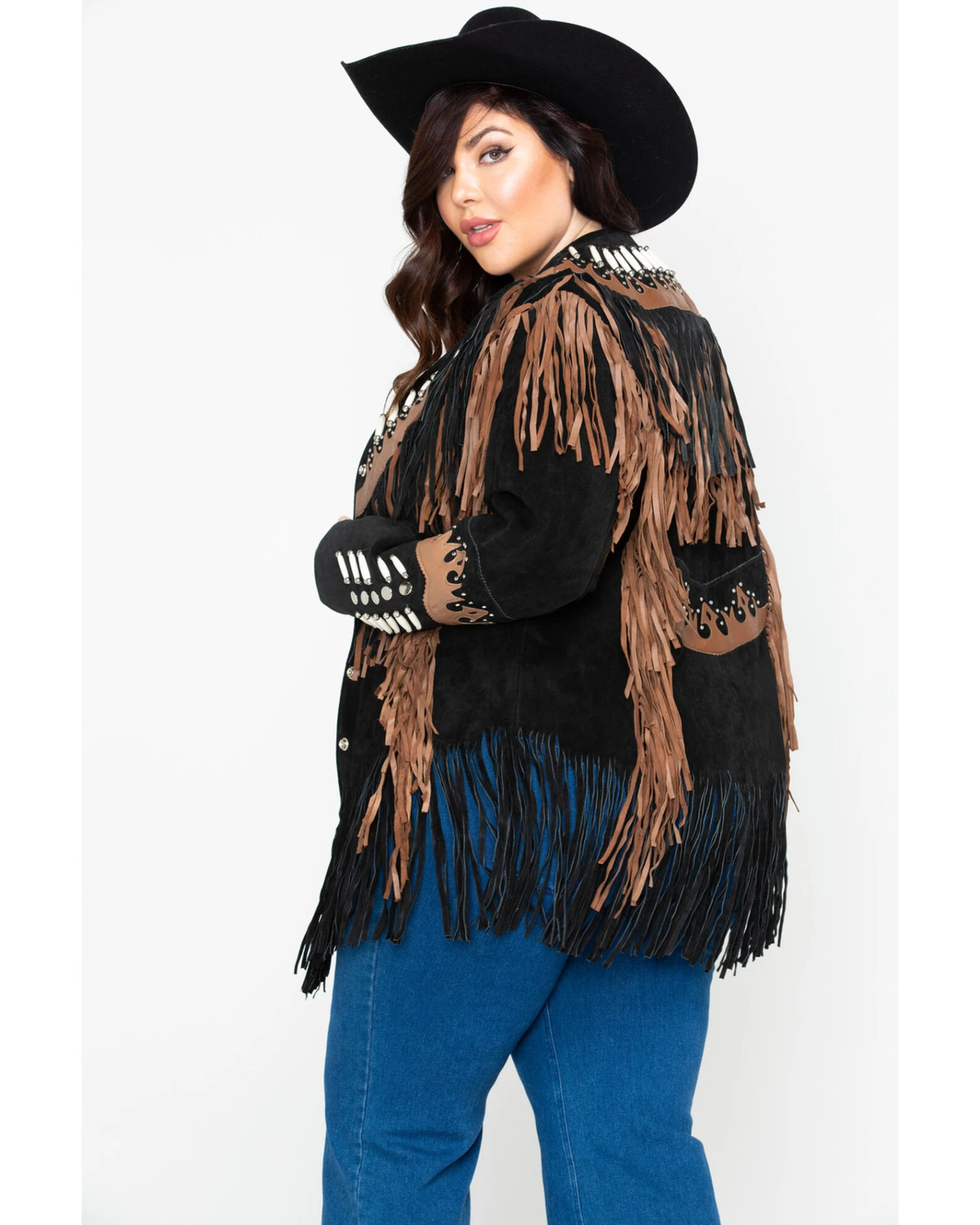 Liberty Wear Black Fringe Leather Jacket - Plus 2 Liberty Wear Black Fringe Leather Jacket - Plus - Image 2