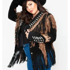 Liberty Wear Black Fringe Leather Jacket - Plus 9 Liberty Wear Black Fringe Leather Jacket - Plus -Default Template 4 225D94 89 P4