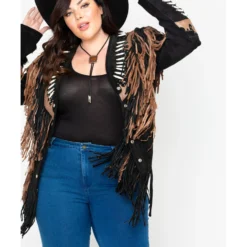 Liberty Wear Black Fringe Leather Jacket - Plus 10 Liberty Wear Black Fringe Leather Jacket - Plus -Default Template 4 225D94 89 P5