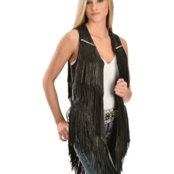 Kobler Leather Women's Yucaipa Fringe & Rhinestone Leather Vest